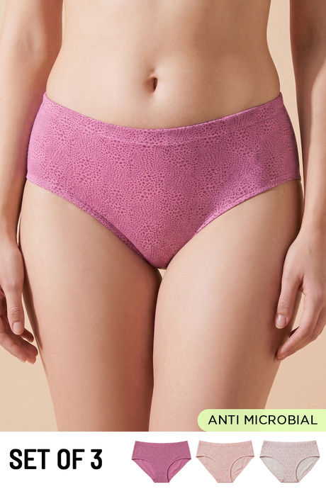 Buy Zivame Medium Rise Full Coverage Hipster Panty (Pack of 3) - Multicolor